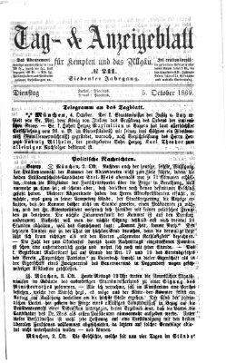 Tag- und Anzeigeblatt für Kempten und das Allgäu Dienstag 5. Oktober 1869