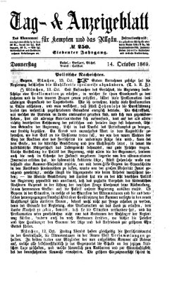 Tag- und Anzeigeblatt für Kempten und das Allgäu Donnerstag 14. Oktober 1869