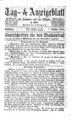 Tag- und Anzeigeblatt für Kempten und das Allgäu Sonntag 7. November 1869