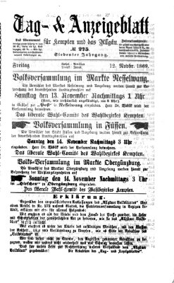 Tag- und Anzeigeblatt für Kempten und das Allgäu Freitag 12. November 1869