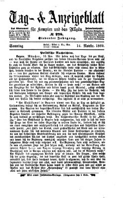 Tag- und Anzeigeblatt für Kempten und das Allgäu Sonntag 14. November 1869