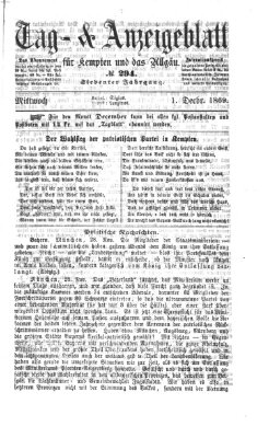 Tag- und Anzeigeblatt für Kempten und das Allgäu Mittwoch 1. Dezember 1869