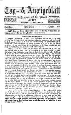 Tag- und Anzeigeblatt für Kempten und das Allgäu Samstag 4. Dezember 1869