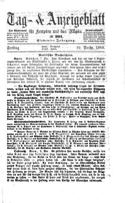 Tag- und Anzeigeblatt für Kempten und das Allgäu Freitag 10. Dezember 1869