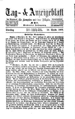 Tag- und Anzeigeblatt für Kempten und das Allgäu Dienstag 28. Dezember 1869