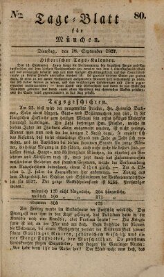 Tags-Blatt für München (Münchener Tagblatt) Dienstag 18. September 1827