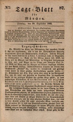 Tags-Blatt für München (Münchener Tagblatt) Dienstag 25. September 1827