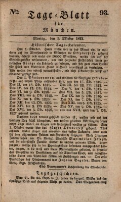 Tags-Blatt für München (Münchener Tagblatt) Montag 1. Oktober 1827