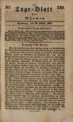 Tags-Blatt für München (Münchener Tagblatt) Donnerstag 18. Oktober 1827