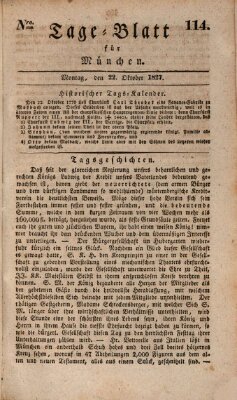 Tags-Blatt für München (Münchener Tagblatt) Montag 22. Oktober 1827