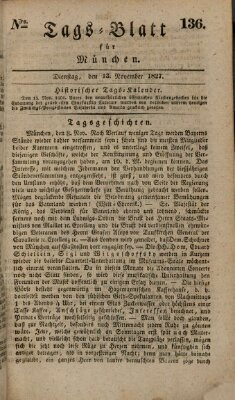 Tags-Blatt für München (Münchener Tagblatt) Dienstag 13. November 1827