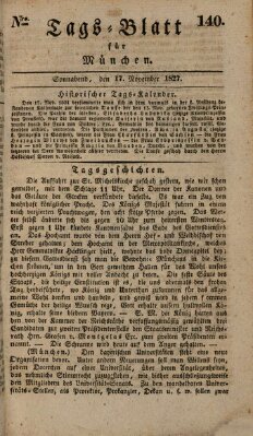 Tags-Blatt für München (Münchener Tagblatt) Samstag 17. November 1827