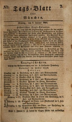 Tags-Blatt für München (Münchener Tagblatt) Montag 7. Januar 1828