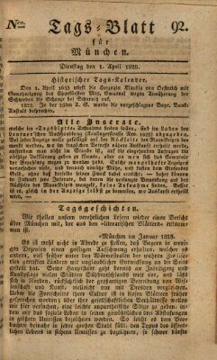 Tags-Blatt für München (Münchener Tagblatt) Dienstag 1. April 1828