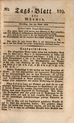 Tags-Blatt für München (Münchener Tagblatt) Dienstag 29. April 1828