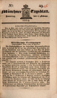 Münchener Tagblatt Sonntag 15. Februar 1829