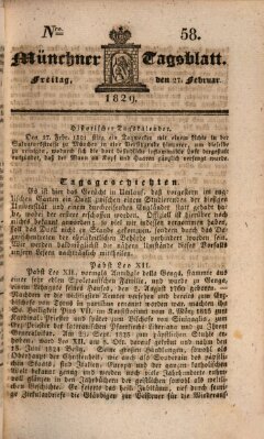 Münchener Tagblatt Freitag 27. Februar 1829