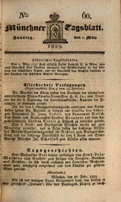 Münchener Tagblatt Sonntag 1. März 1829