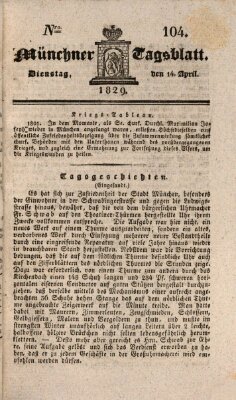 Münchener Tagblatt Dienstag 14. April 1829