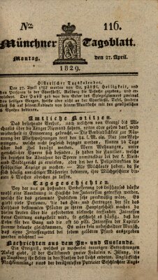 Münchener Tagblatt Montag 27. April 1829