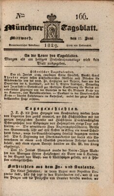 Münchener Tagblatt Mittwoch 17. Juni 1829