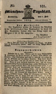 Münchener Tagblatt Samstag 4. Juli 1829