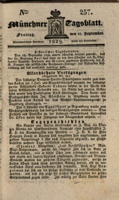 Münchener Tagblatt Freitag 18. September 1829