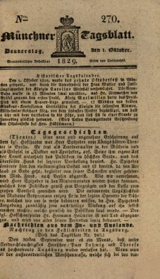 Münchener Tagblatt Donnerstag 1. Oktober 1829