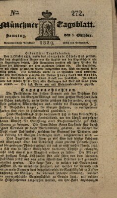 Münchener Tagblatt Samstag 3. Oktober 1829