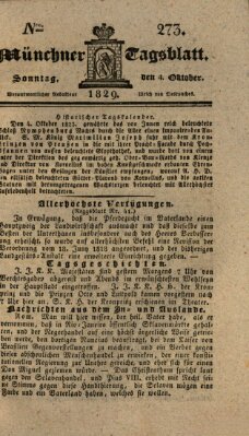 Münchener Tagblatt Sonntag 4. Oktober 1829