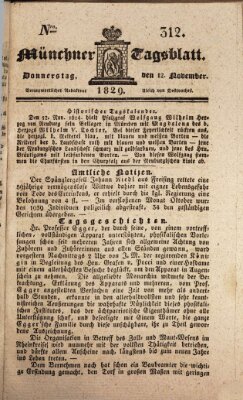 Münchener Tagblatt Donnerstag 12. November 1829