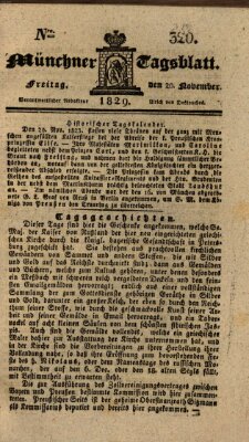 Münchener Tagblatt Freitag 20. November 1829