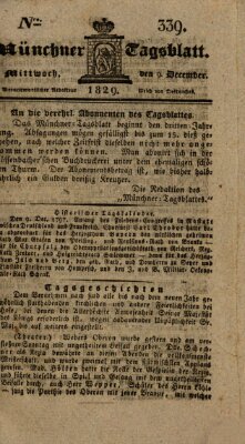 Münchener Tagblatt Mittwoch 9. Dezember 1829