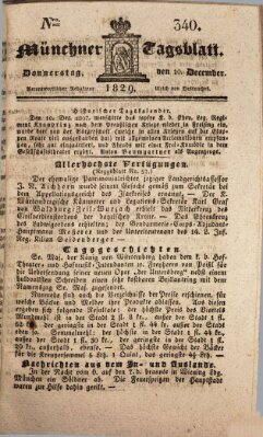 Münchener Tagblatt Donnerstag 10. Dezember 1829