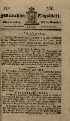 Münchener Tagblatt Donnerstag 31. Dezember 1829