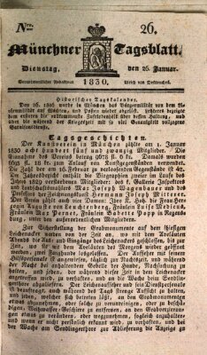 Münchener Tagblatt Dienstag 26. Januar 1830