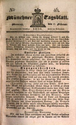 Münchener Tagblatt Montag 15. Februar 1830