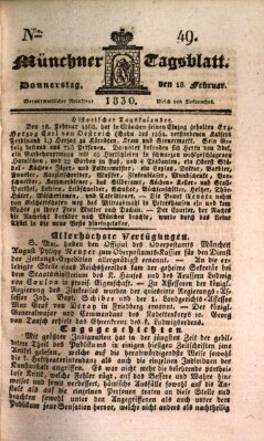 Münchener Tagblatt Donnerstag 18. Februar 1830