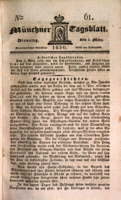 Münchener Tagblatt Dienstag 2. März 1830