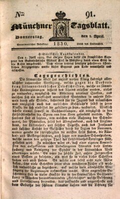 Münchener Tagblatt Donnerstag 1. April 1830