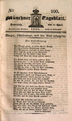 Münchener Tagblatt Samstag 10. April 1830