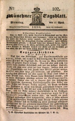 Münchener Tagblatt Dienstag 13. April 1830