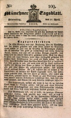 Münchener Tagblatt Dienstag 20. April 1830