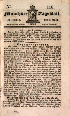 Münchener Tagblatt Mittwoch 21. April 1830