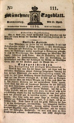 Münchener Tagblatt Donnerstag 22. April 1830