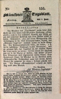 Münchener Tagblatt Freitag 11. Juni 1830