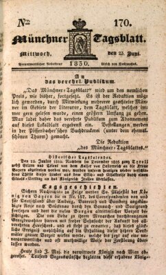 Münchener Tagblatt Mittwoch 23. Juni 1830