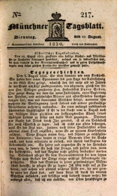 Münchener Tagblatt Dienstag 10. August 1830