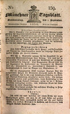 Münchener Tagblatt Donnerstag 2. September 1830