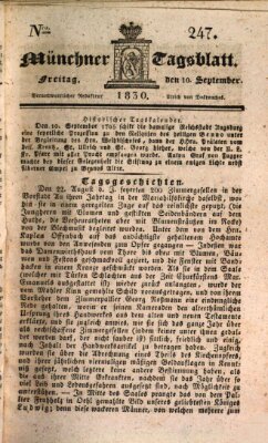 Münchener Tagblatt Freitag 10. September 1830